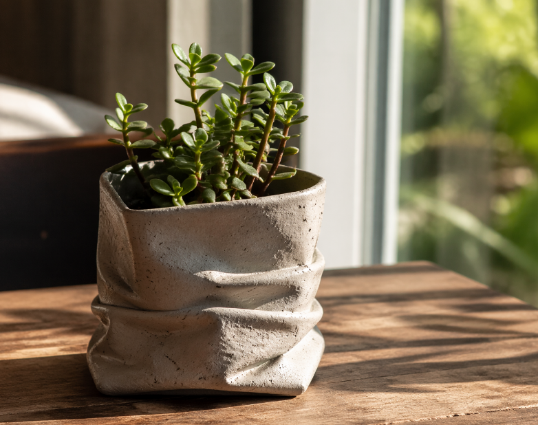 DIY cement planter made from old towel step by step tutorial
